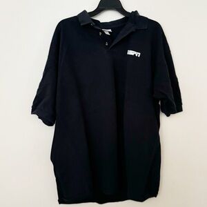 ESPN Polo Shirt Mens Size XL Black Short Sleeve Cotton Classic Casual Sports